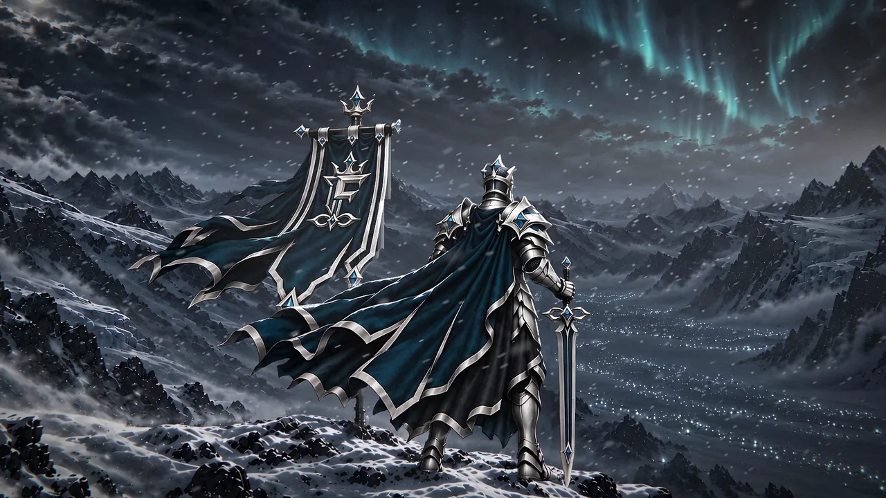 The keeper and the banner above the lantern valley, from the teaser